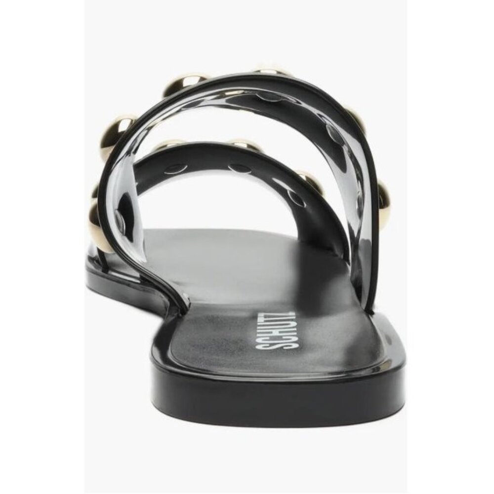 Schutz Lizzie Slide‎ Sandals Black Gold Studs Jelly Size 9 - Picture 6 of 9